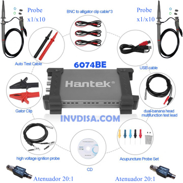 Osciloscopio Hantek 6074BE 70Mhz 4CH